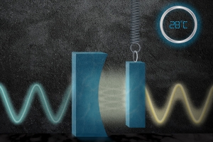 An MIT-designed miniature “squeezer” reduces quantum noise in lasers at room temperature. The marble-sized system could enable better laser precision for quantum computing and gravitational-wave detection. This illustration shows an artist’s interpretation of the system.