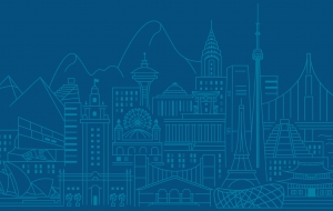 Skyline of world landmarks