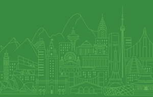 Skyline image composed of global landmarks