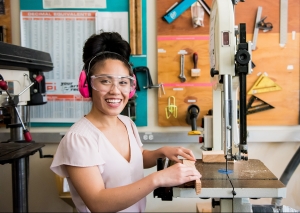 Trang Luu works in the D-Lab.