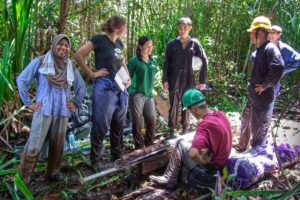 Students participate in field research as part of the Environmental Sustainability Initiative.