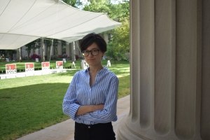 Sheila Baber stands outside near Killian Court. Image: Courtesy of Sheila Baber
