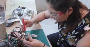 MIT student Julianna Rodriguez built a robot from her kitchen in West Roxbury, Massachusetts.