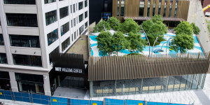 Image of the exterior of the new welcome center.
