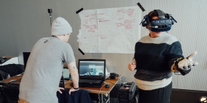 Students test a virtual reality headset