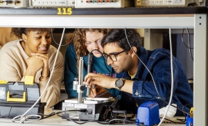 MIT students take part in a hands-on class building printed circuit boards (PCBs) during MIT's Independent Activities Period (IAP). The class is EC.S03 / 6.S092 - The Art and Science of PCB Design, which according to the course website "teaches the basics of Printed-Circuit-Board (PCB) schematic design, layout engineering, population, and debugging." The end product is a bluetooth speaker. During this class, the students were populating the circuit boards with various components. MIT students take part in a hands-on class building printed circuit boards (PCBs) during MIT's Independent Activities Period (IAP).
