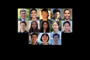 Top row, from left to right: Adam Gierlach, Vivek Gopalakrishnan, Hao He, Chengyi Long, and Omar Mohd. Middle row, from left to right: Sanghyun Park, Huaiyao Peng, Priyanka Raghavan, Zhiye Song, and Peiqi Wang. Bottom row, from left to right: Oscar Wu, Soojung Yang, and Yuzhe Yang